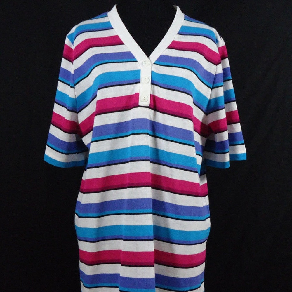 VTG Ms Blake by Devon Henley Style Striped V-Neck